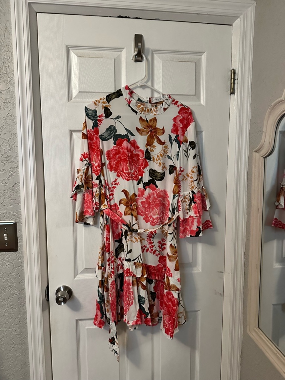 Petal & Pup White Dress with Mustard Floral Print